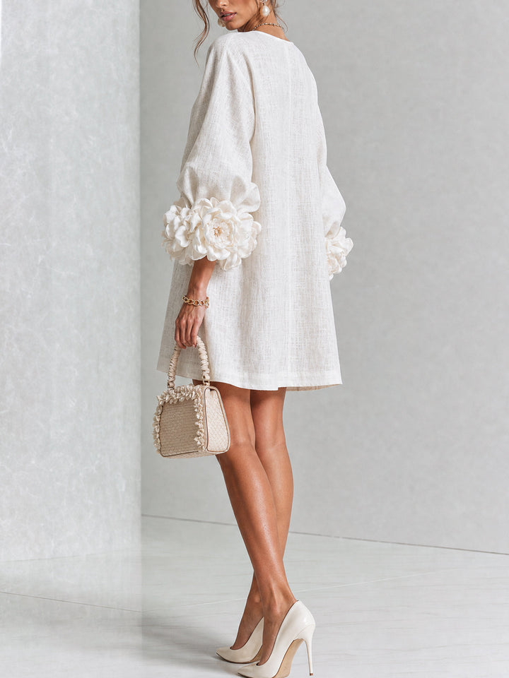 Boryana Colorful Mini Dress with Eye-Catching Ruffled Cuffs