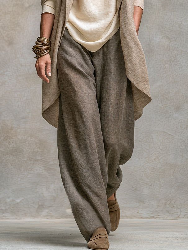 3-Piece Flowing Women's Set with Open Cardigan and Wide-Leg Pants