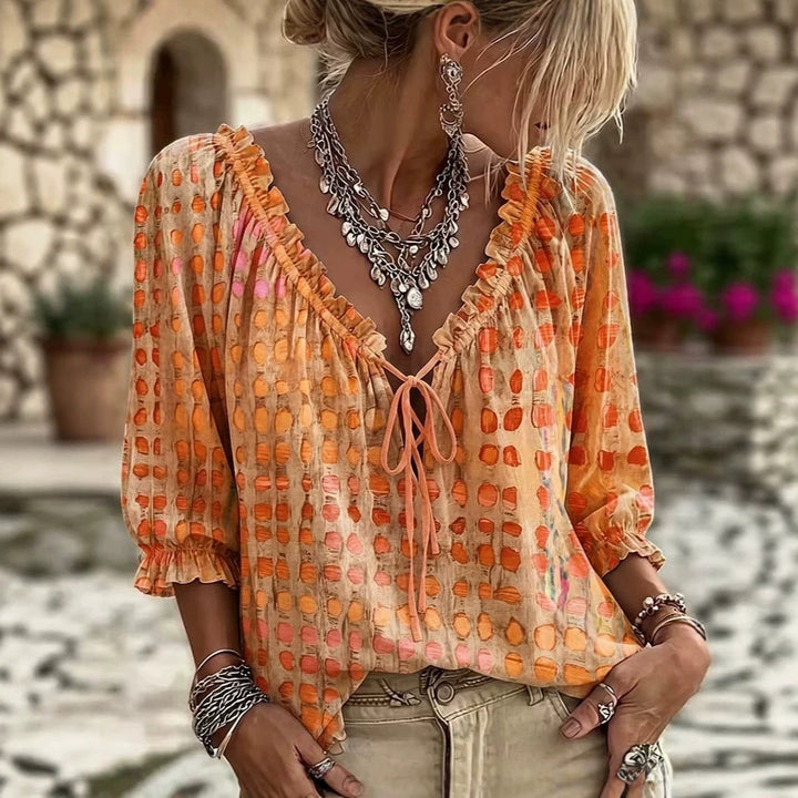 Polka-dot Ethnic-style Casual Chic Printed Shirt