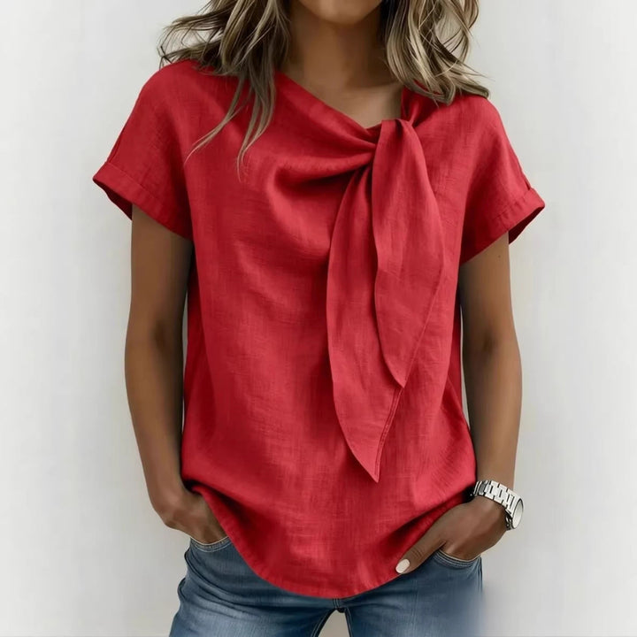Women's Summer Short Sleeve Casual T-Shirt - Cotton Blend Lightweight Everyday Top For Daily Wear