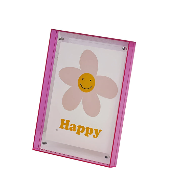 Neon Acrylic Picture Frame – Retro 1980s Style, Modern Decorative Photo Frame