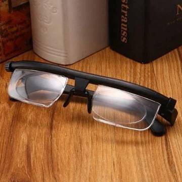 Adjustable Reading Glasses with Dual Focus Dials and Rimless Design