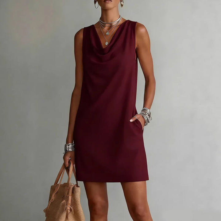 Summer Sleeveless Dress With Draped Neckline Design Slim Fit Evening Party Club Beach Dresses