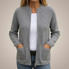 Cozy zip-up cardigan with deep front pockets