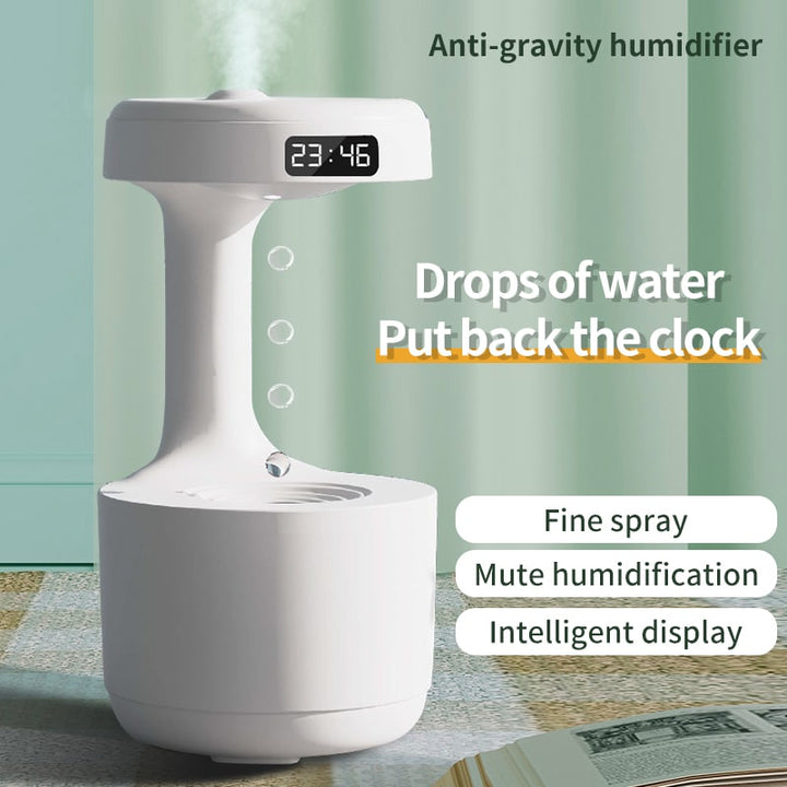 Anti Gravity Cool Mist Humidifier with LED Clock and Large Capacity for Room or Whole House