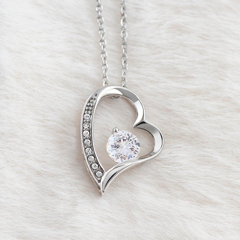 Pendant Necklace with Heart-Shaped Cubic Zirconia Stone - Ella
