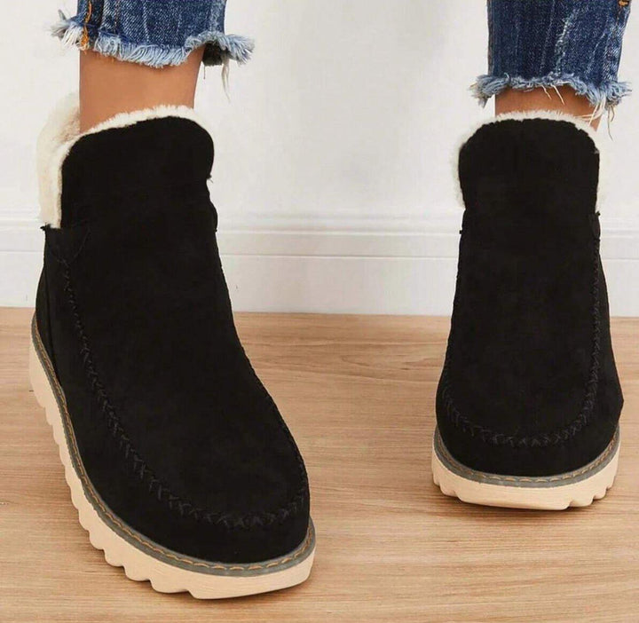 Women's Slip-On Winter Ankle Boots with Warm Lining and Non-Slip Sole