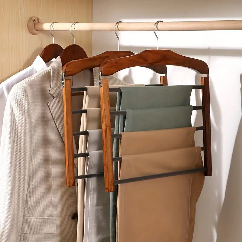 SpaceSaver - Multifunctional Wooden Hangers for Pants and Clothing