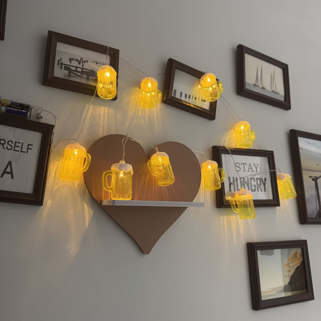 Beer Mug String Lights with Warm White LED Battery Operated Fairy for Oktoberfest Party Décor