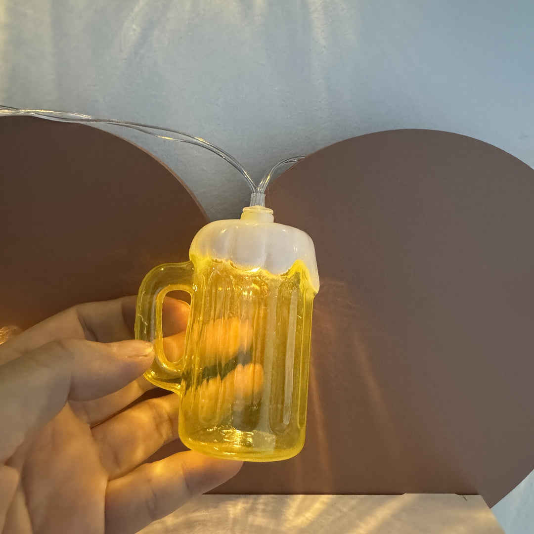 Beer Mug String Lights with Warm White LED Battery Operated Fairy for Oktoberfest Party Décor