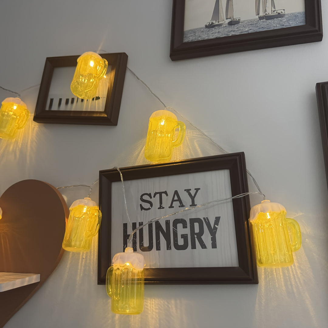 Beer Mug String Lights with Warm White LED Battery Operated Fairy for Oktoberfest Party Décor