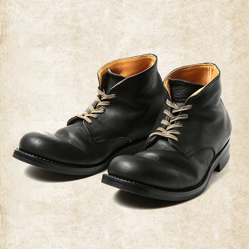 Men's Retro Leather Lace-Up Boots with Non-Slip Sole