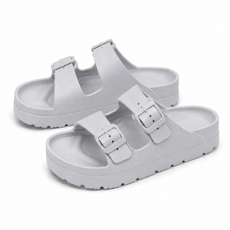 Black Platform Orthopedic Slide Sandals with Cushioned Eva Foam and Adjustable Buckles
