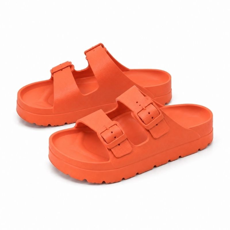 Black Platform Orthopedic Slide Sandals with Cushioned Eva Foam and Adjustable Buckles