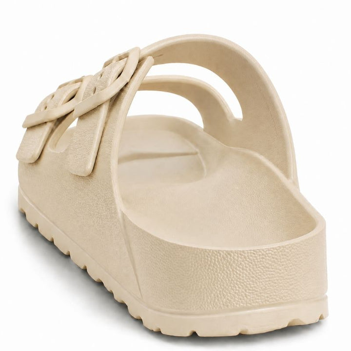 Black Platform Orthopedic Slide Sandals with Cushioned Eva Foam and Adjustable Buckles