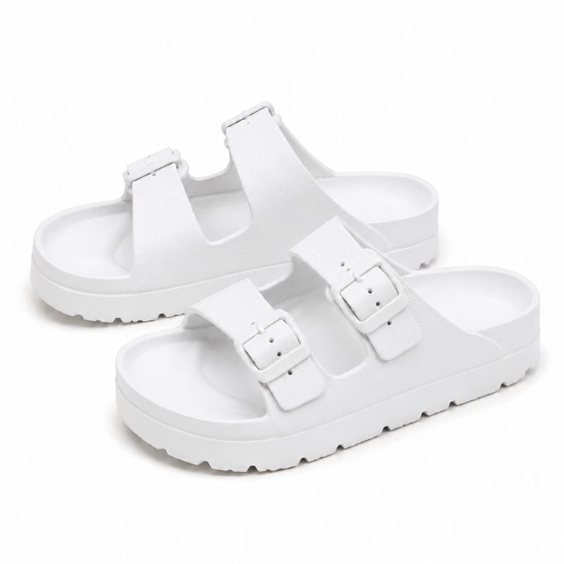 Black Platform Orthopedic Slide Sandals with Cushioned Eva Foam and Adjustable Buckles