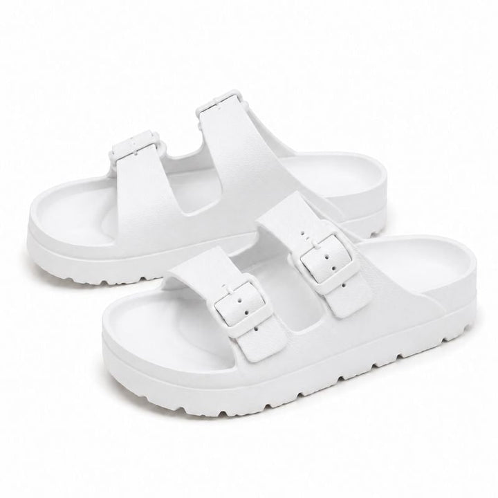 Black Platform Orthopedic Slide Sandals with Cushioned Eva Foam and Adjustable Buckles