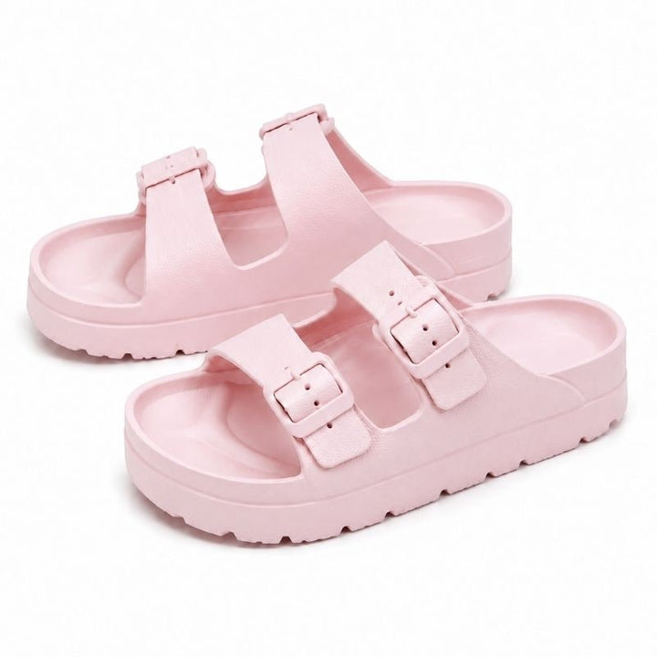 Black Platform Orthopedic Slide Sandals with Cushioned Eva Foam and Adjustable Buckles