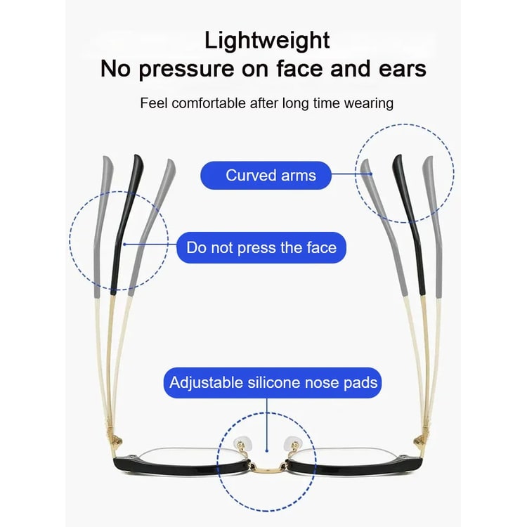 Blue Light Reading Glasses with Lightweight Flexible Temples and Anti-Fatigue Lenses