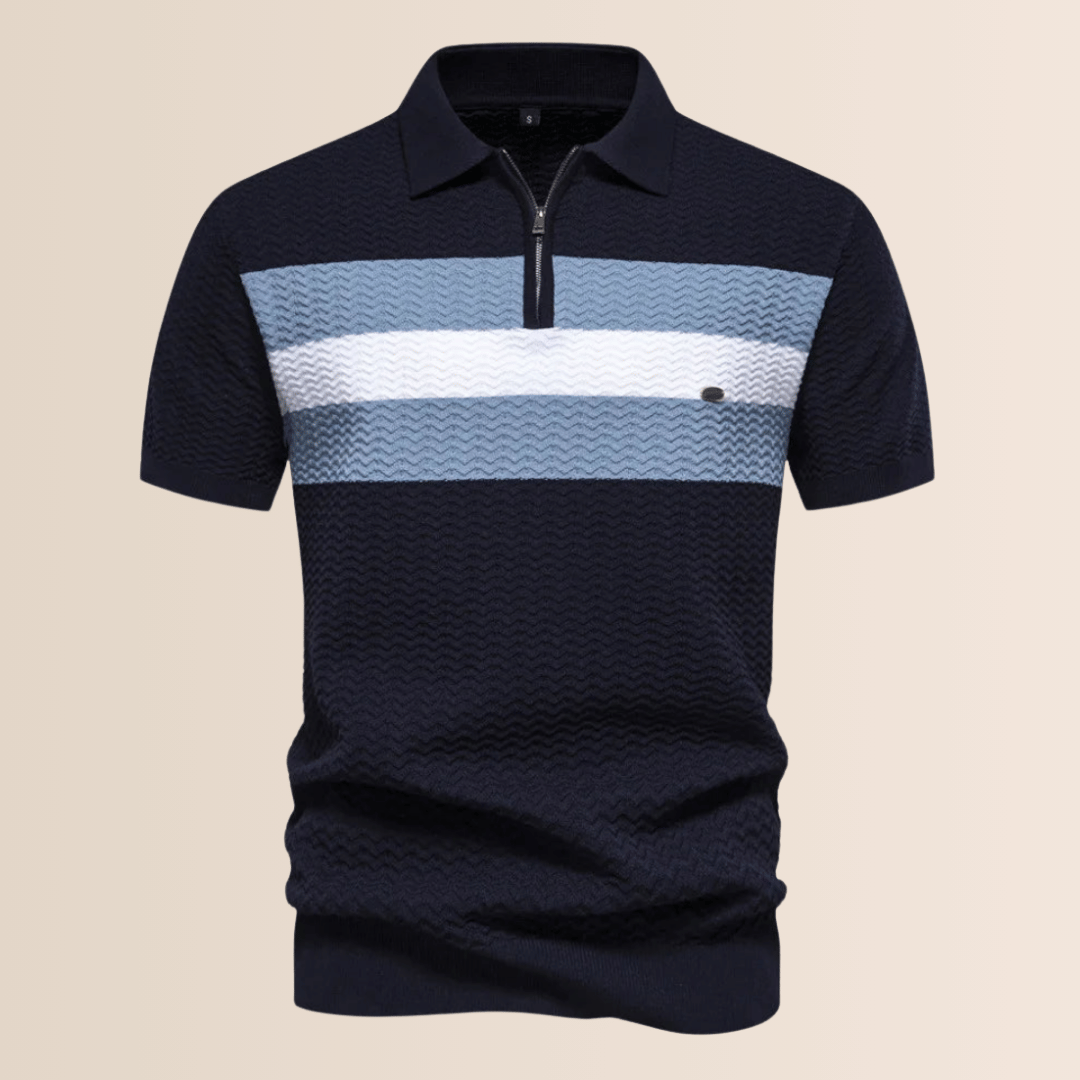 Men’s Polo Shirt with Striped Knit Design