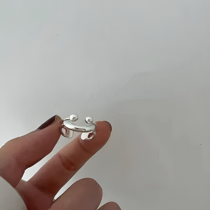 Smiley adjustable ring - minimalist, stackable statement ring