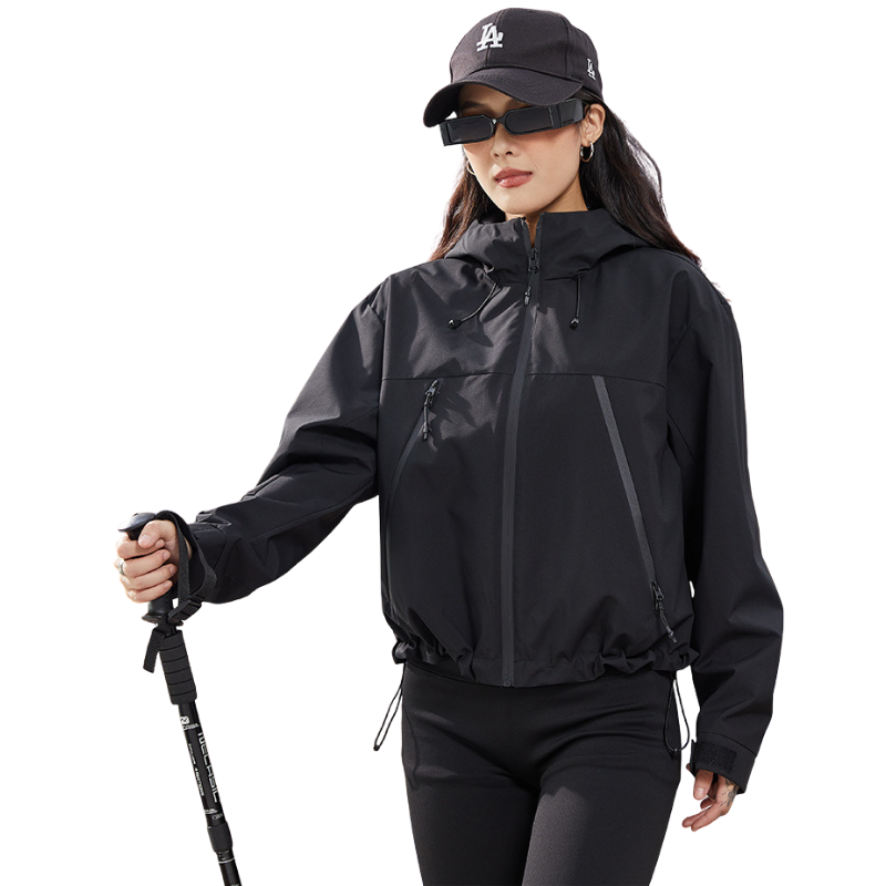 Women's Rain Jacket, Waterproof and Breathable – Short – with Adjustable Hem