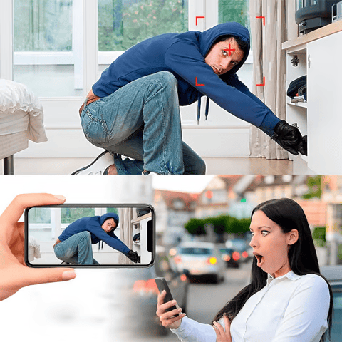 Mini 1080P HD WiFi security camera – records video and audio.