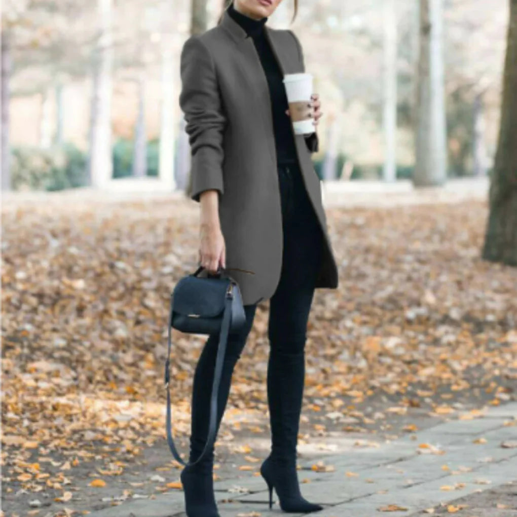 Women’s Stand-Collar Winter Coat  – Elegant Over-Layer with Classic Warmth