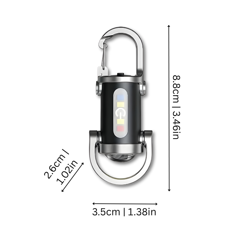 Compact Edc Flashlight with Usb-C Rechargeable Mini LED Keychain and Multi-Color Strobe