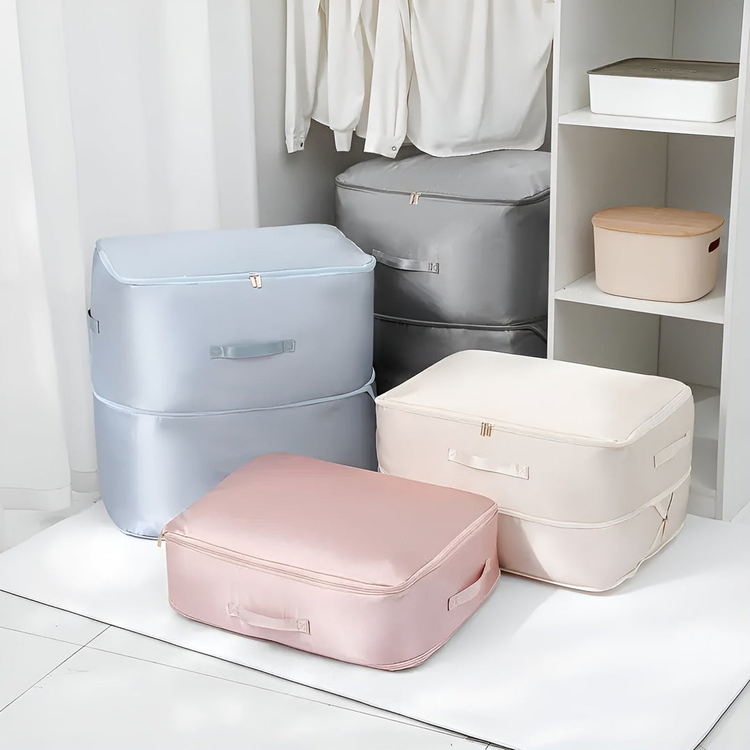 Compression Storage Bag with Zip Lock and Collapsible Design for Clothes and Bedding