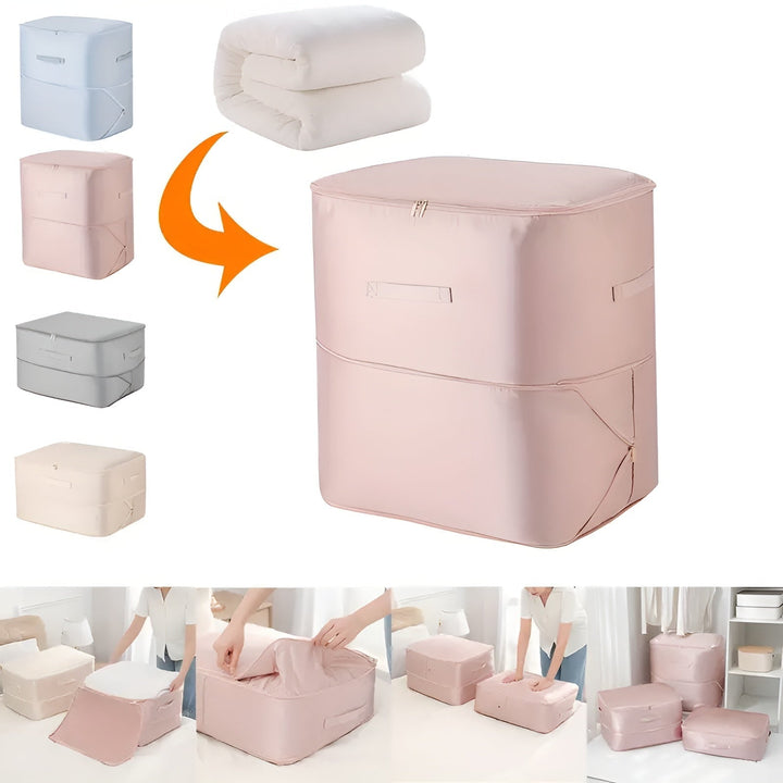 Compression Storage Bag with Zip Lock and Collapsible Design for Clothes and Bedding