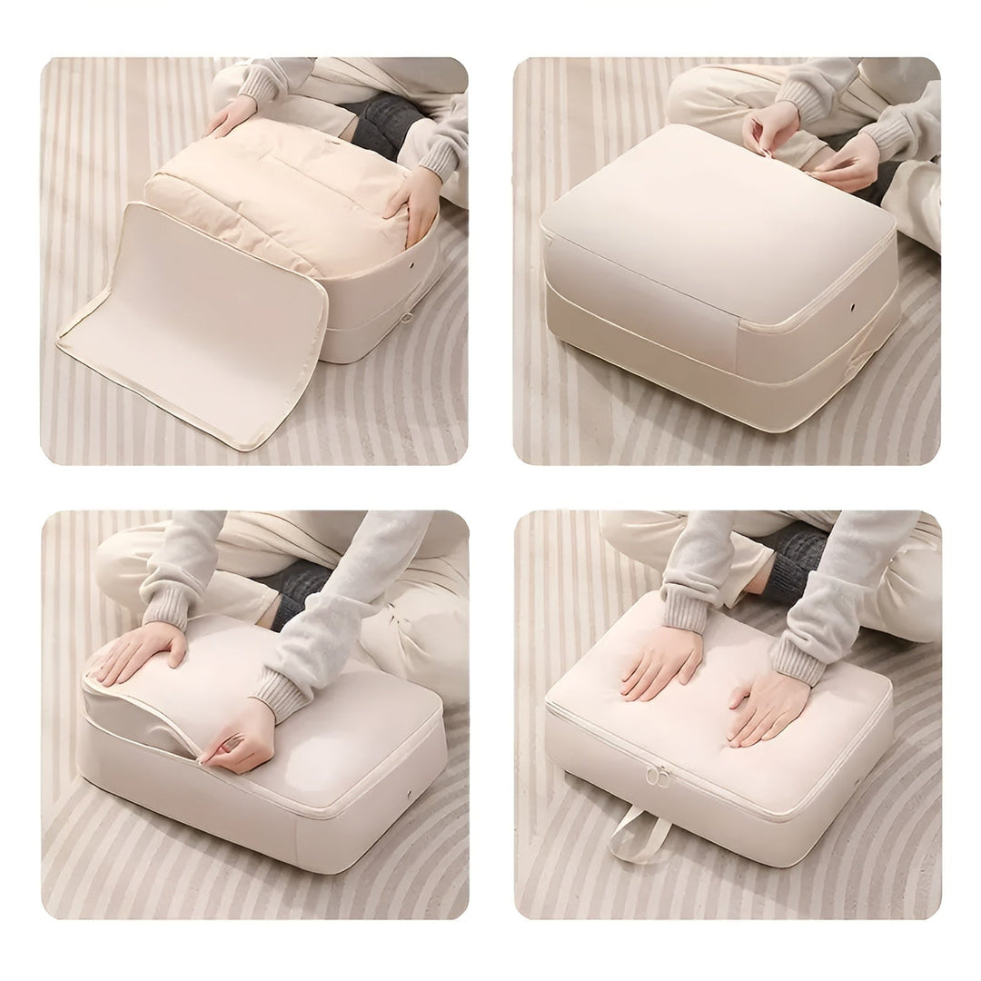 Compression Storage Bag with Zip Lock and Collapsible Design for Clothes and Bedding