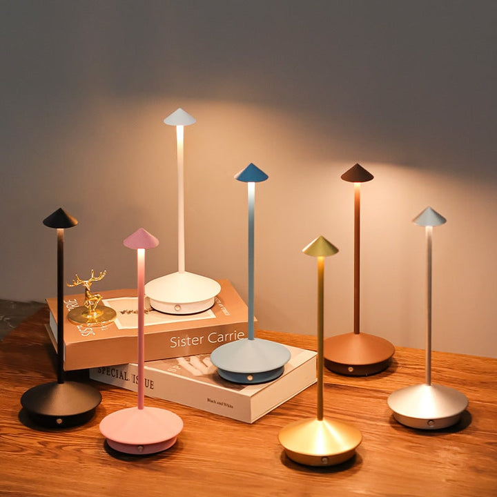 Cordless Table Lamp with Rechargeable Battery LED Portable Lighting with Conical Shade