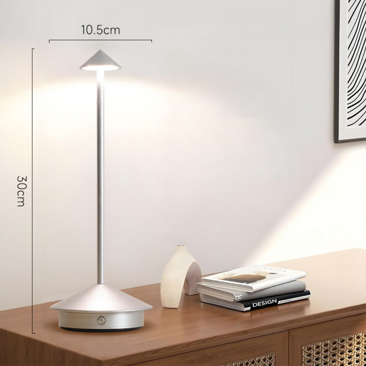 Cordless Table Lamp with Rechargeable Battery LED Portable Lighting with Conical Shade