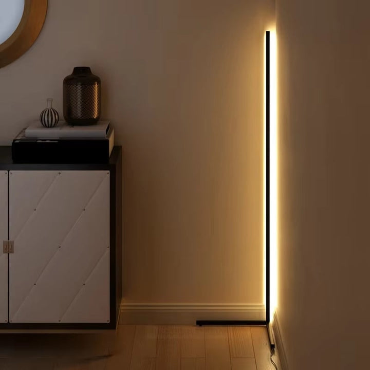 Corner Floor Lamp with Remote Control Minimalist Arc Design and Dimmable LED Light
