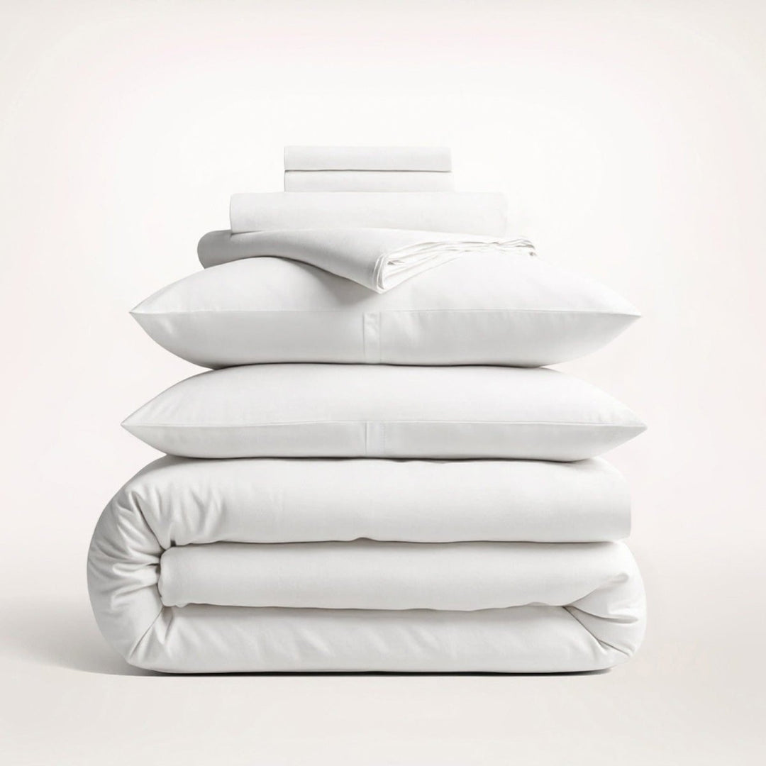 Cotton Duvet Cover Set with Pillowcases King Size and Queen Sateen Finish Bedding White