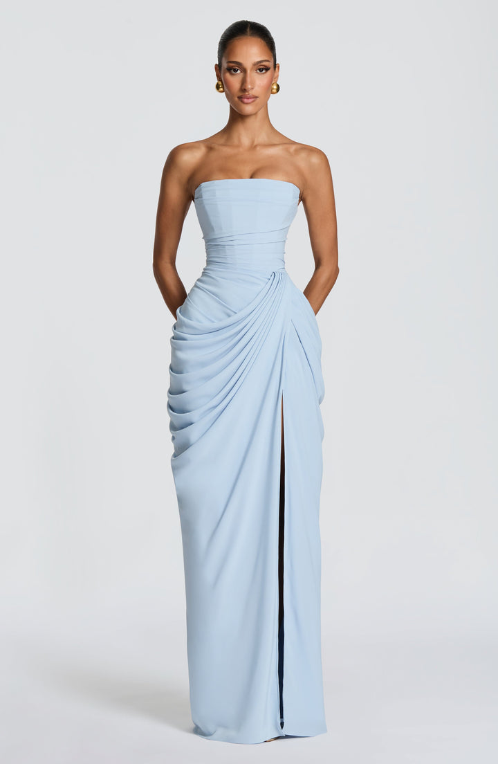 Lois strapless corset maxi dress with high slit