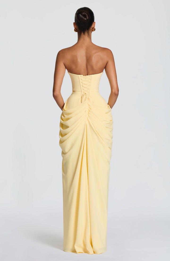 Lois strapless corset maxi dress with high slit