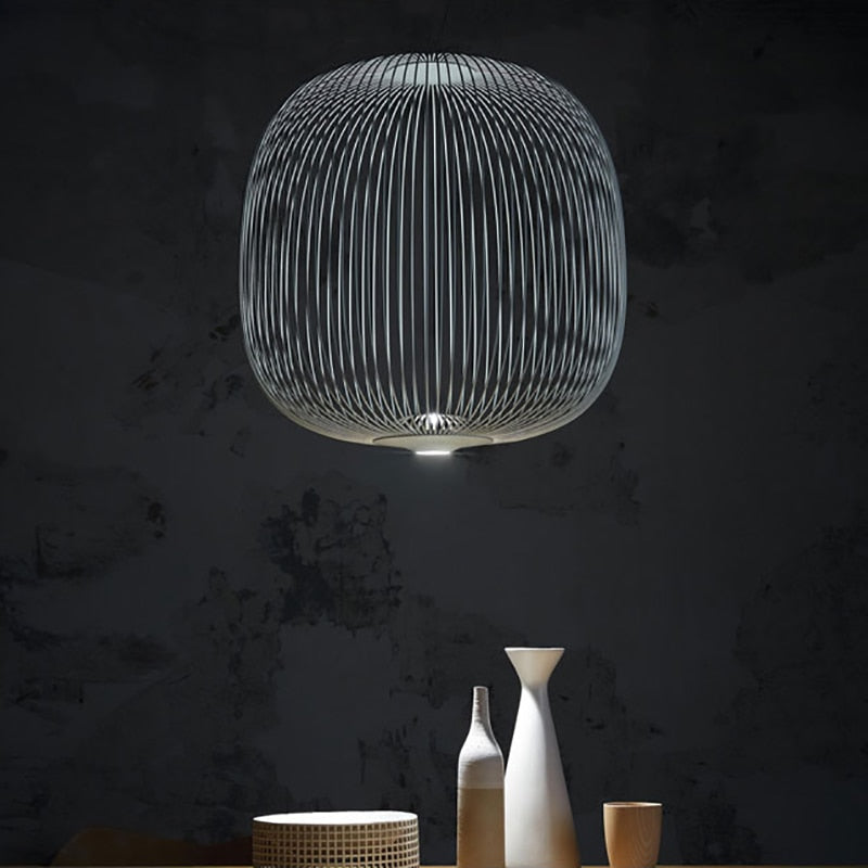 Iron Pendant Light with Spoke Pattern, 35 cm Width, 135 cm Drop