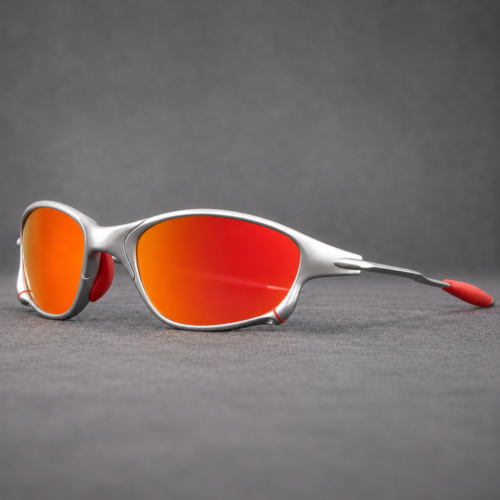 Polarised Sports Sunglasses – Metal Frame with Red Lenses