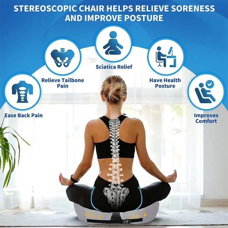 Desk Chair Seat Cushion with Orthopedic Memory Foam and Adjustable Strap