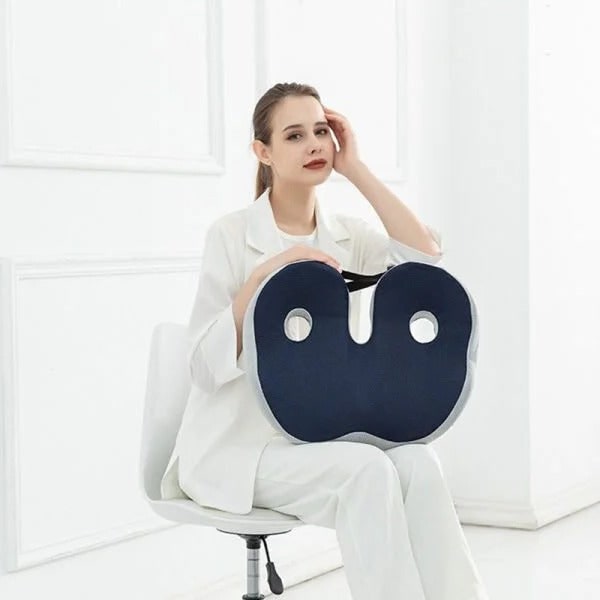 Desk Chair Seat Cushion with Orthopedic Memory Foam and Adjustable Strap