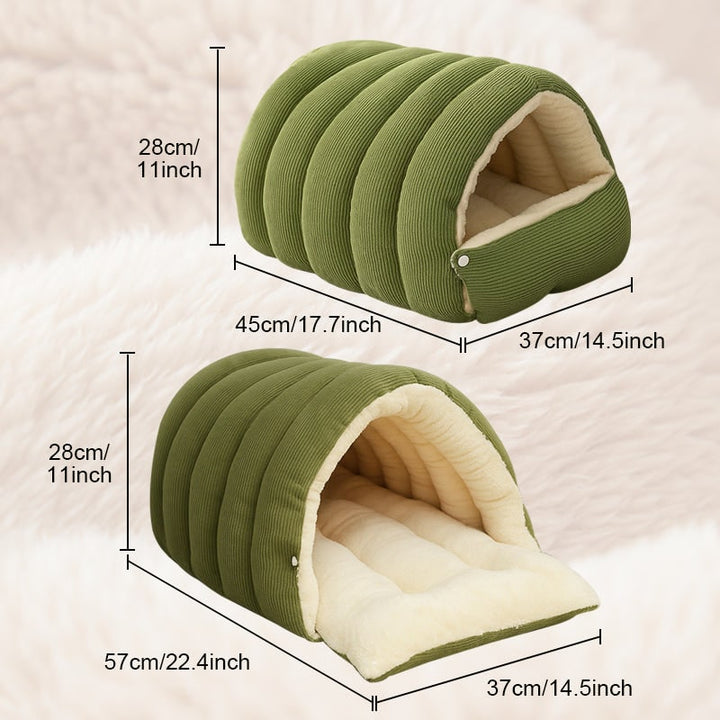 Dog Bed with Self Warming Cat Cave Design Plush Fleece Hooded Pet Window