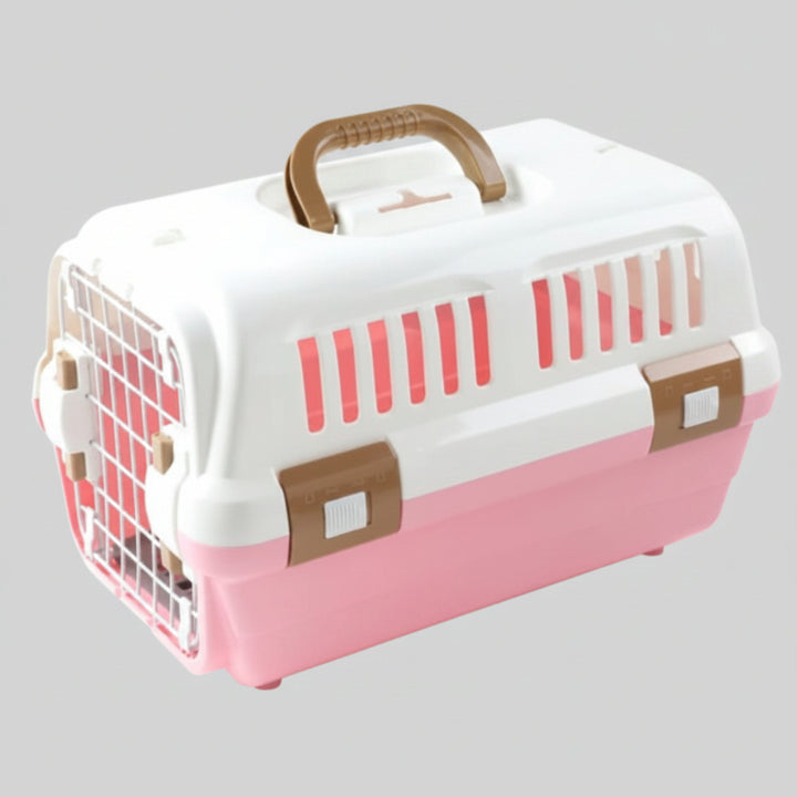 Lockable / Breathable Cat Carrier with Feeding Bowl & Base Pad