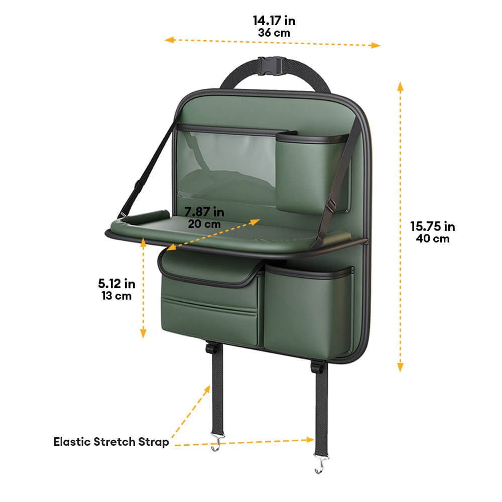 Car Back-Seat Foldable Organizer with Tray Table