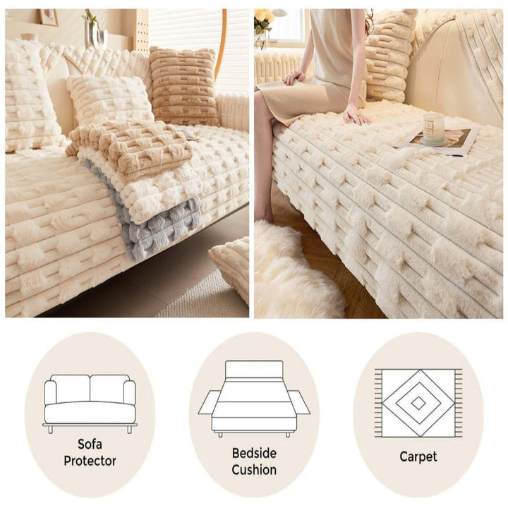 Fluffy Striped Sofa Cover