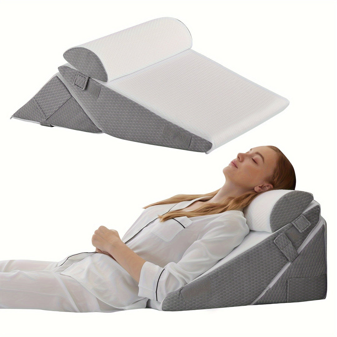 RelaxPlus Adjustable Orthopedic Wedge Pillow - Premium 7-in-1 Memory Foam Support System