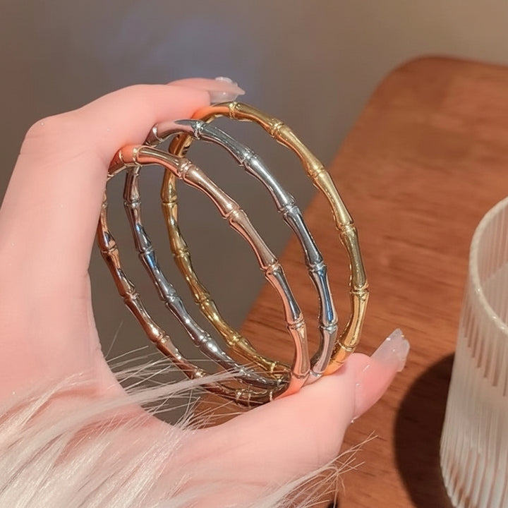 Titanium Steel Closed Bamboo-knot Bracelet For Women