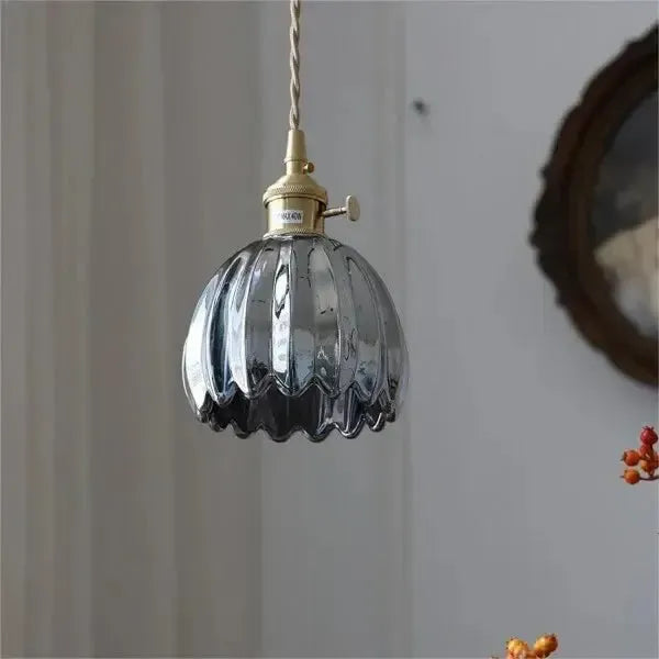 Elegant Flower-Shaped Glass Pendant Lamp - Atmospheric Light