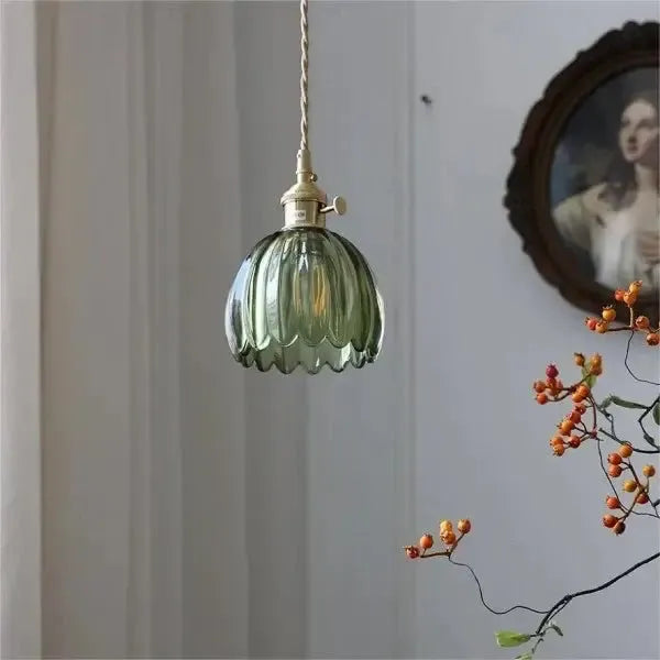 Elegant Flower-Shaped Glass Pendant Lamp - Atmospheric Light